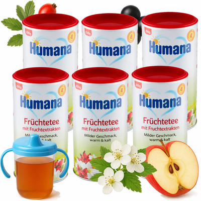 6x HUMANA Früchtetee für Kinder ab 8 Monaten, 200 g
