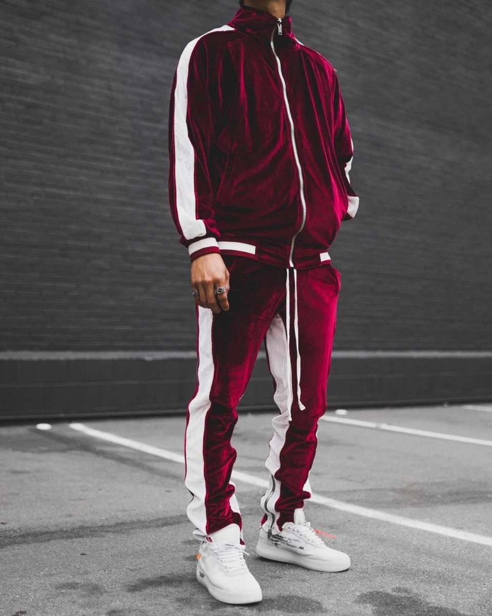 PPvelour Velour Tracksuit, Velour Men Leisure Set, Streetwear, Two Piece Velour Set