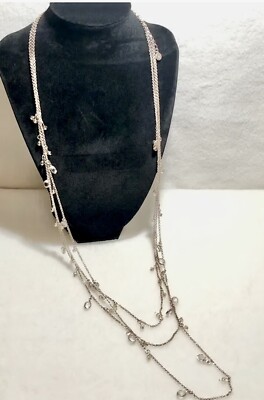Graceful Three Stand Rose Gold Tone Long Dangle Necklace C1946