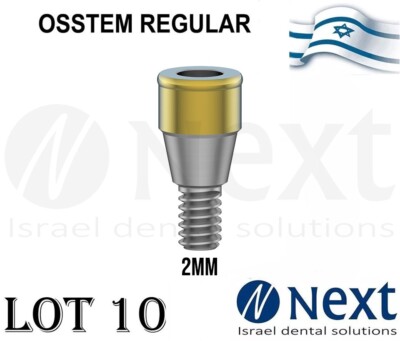 LOTx10 Dental Abutment Flat 2 mm attachment Hiossen Regular conical