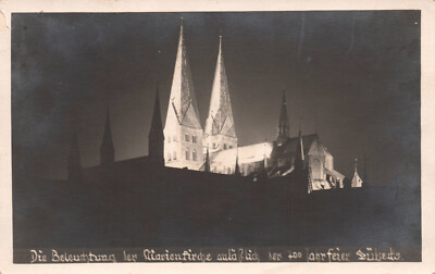 AK Lübeck Marienkirche Beleuchtung 700 Jahrfeier, Thora Thomsen (Nr. 2273)