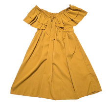 Shein Womens Sunny Belle Yellow Off Shoulder Dress S Babydoll Empire Summer Vaca
