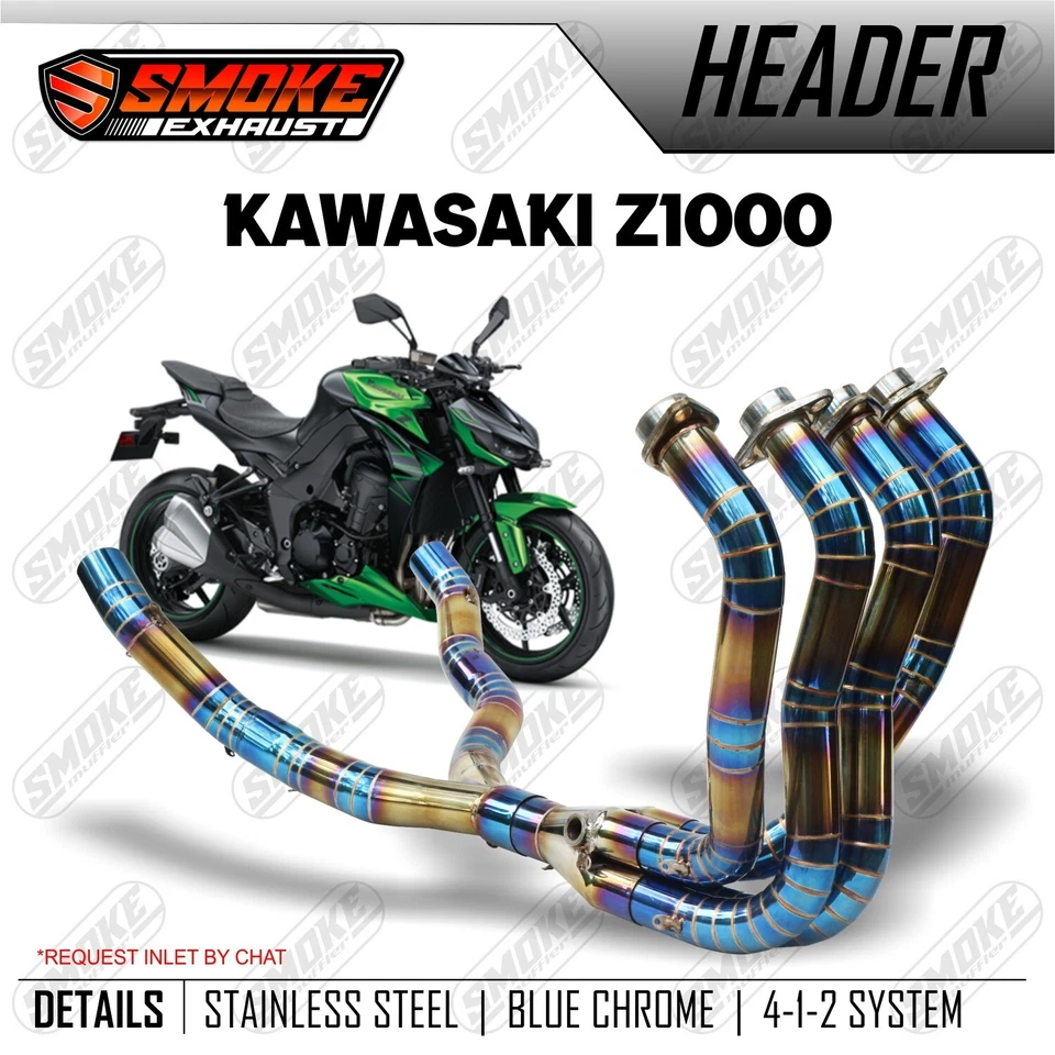 Tubos de escape azuis para sistema de exaustão completo de aço inoxidável 4-2 para Kawasaki Z1000 2003-2016 - Imagem 3 de 4