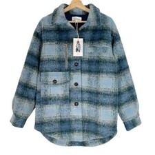 Heartloom Womens Enly Jacket Size Xs Flannel Plaid Ocean Blue Nwt