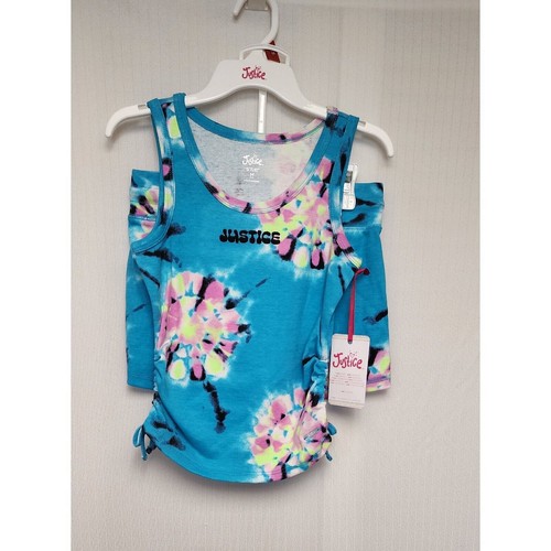 Justice Girls Tie Dye Multicolor Blue Shorts Set Size 10M NEW WITH TAGS - Picture 4 of 9
