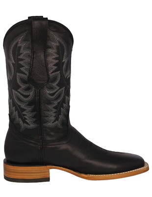 Mens Western Boots Cowboy Dress Black All Real Leather Square Toe Botas  Vaquero