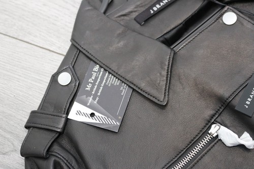 J BRAND Black MAISIE Lamb Leather Biker Moto Jacket Coat LARGE Brand New + Tags - Picture 8 of 11