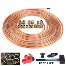 25Ft 7.62m 3/16" OD Roll Tube Coil Brake Line Pipe Tube House Repair Kits 16PCS