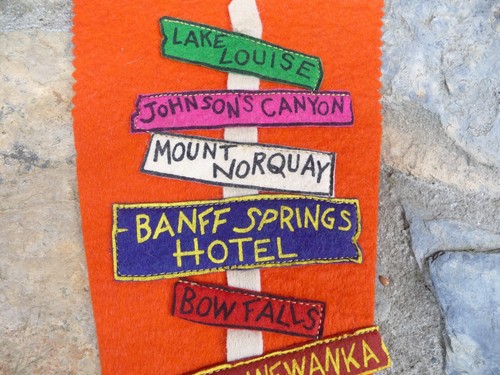 Insegna vintage Alberta Canada pennant Banff, Bow Falls Lake Louise primavera calda - Foto 2 di 5