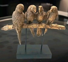 XXL Skulptur Papageien gold Dekofigur Figur Tierfigur  Papagei  3D Statue Kakadu