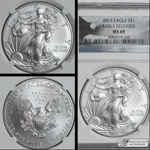 2015, American Silver Eagle, NGC MS69, 999 Silver 1 Ounce, Early Release, C7111