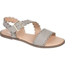 Women's Journee Collection Aubrinn Flat Strappy Sandal, Grey, 9 M