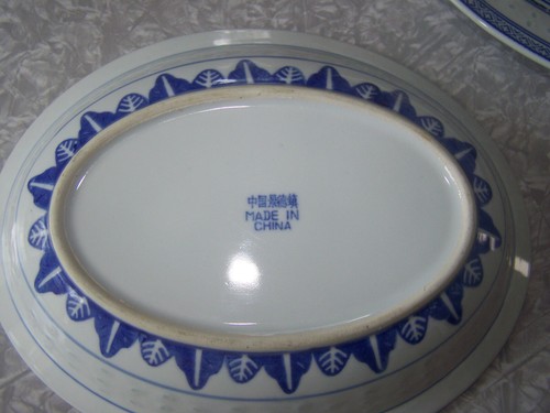 RICE CHINA BLUE & WHITE Flower 10" OVAL SERVING BOWL & 12" OVAL PLATTER - 第 4/4 張圖片