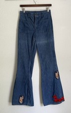 Vintage 60s 70s Hippie Patchwork Sailor Bell Bottom Pants Cute Patches