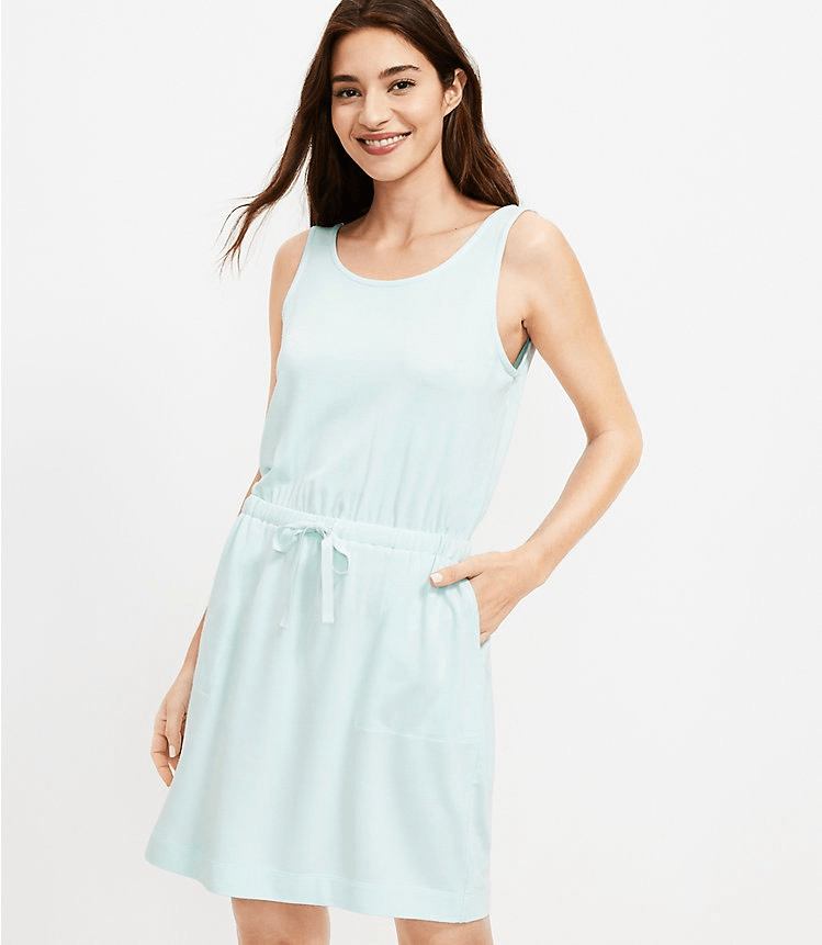 lou and grey signature soft dress Lou and Grey LOFT Signaturesoft Split Neck Light Blue Oversized Dress XS