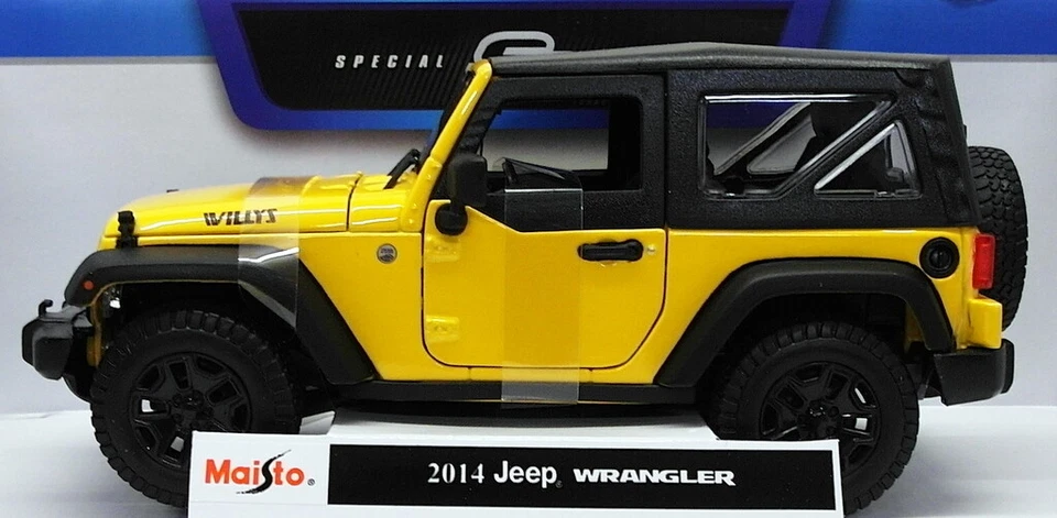 Maisto 1/18 Scale Model Car 46629 - 2014 Jeep Wrangler - Yellow - Image 3 of 4
