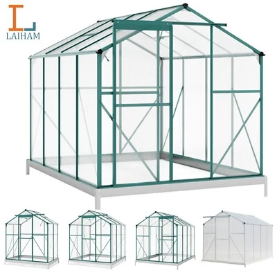 MARKENLOS Gewächshaus 2,46m²-4,75m² Treibhaus Dachfenster Schiebetür inkl Fundament