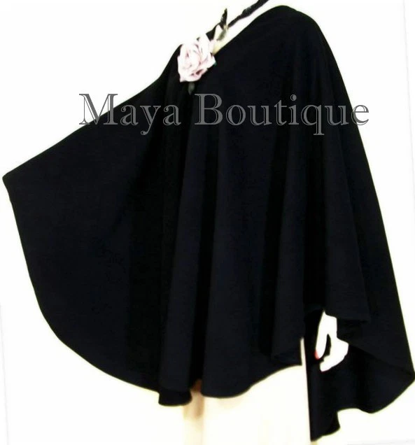 Плащ Ruana надежном пальто черный кашемир шерстяная смесь США сделано Maya Matazaro - Изображение 4 из 4