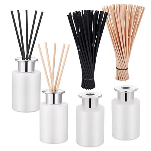 Set 4 Bottiglie Diffusore 100ml Bianco Opaco con Bastoncini - Hejo