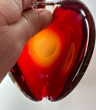 Vintage Murano Red Amberina Heart Shaped Glass - Ashtray Trinket Dish - MCM