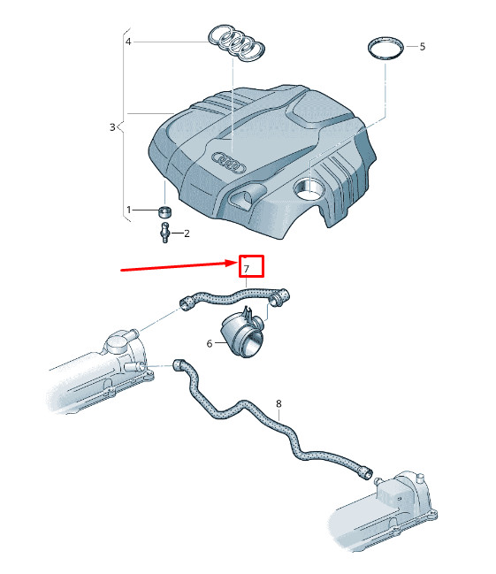 Tuyau de reniflard moteur Audi Q7 4L 059103221Al