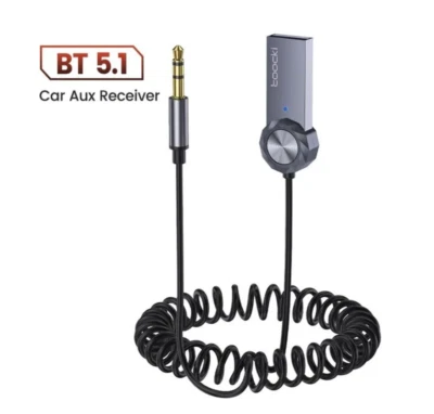 TOOCKI USB Bluetooth 3.5mm Klinke AUX Audio BT Adapter Kabel Auto Empfänger Spiralkabel