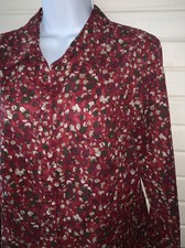 Coldwater Creek Sz MEDIUM No Iron Red Taupe Pebbled Dots Cotton Blouse EUC