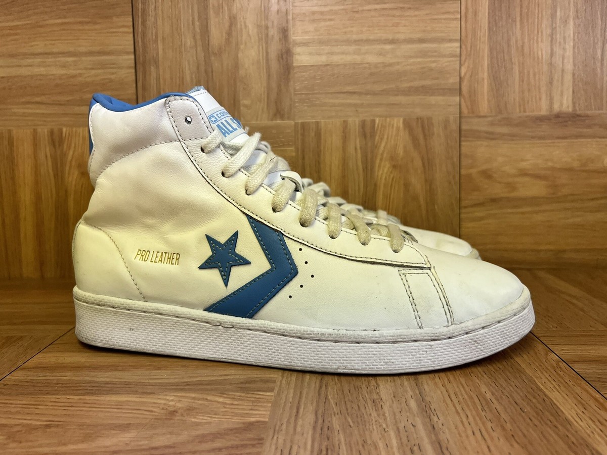 RARE Sz 8.5 - Converse PRO Leather Mid Top White Coast Blue