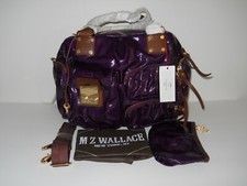 New Mz Wallace Clara Satchel In Plum Slicker With Gold Tone Hardware