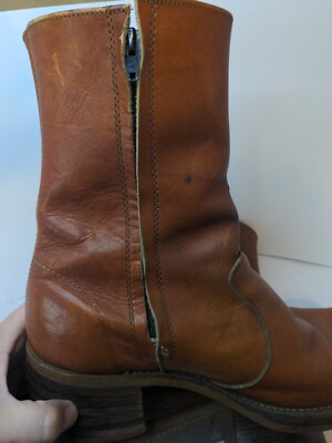 Vintage Handmade Leather Men's 9-9.5 *70s Boots Side Zip Boots