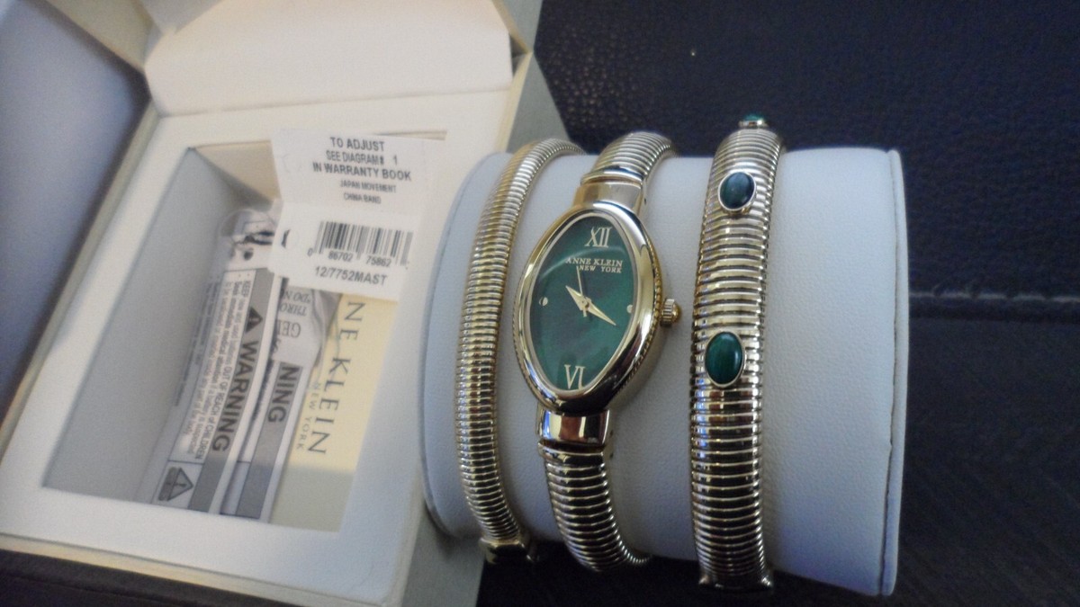 Anne Klein Green Malachite Watch & Bracelet Set NWT Anne Klein New York Malachite Quartz Women main image 2