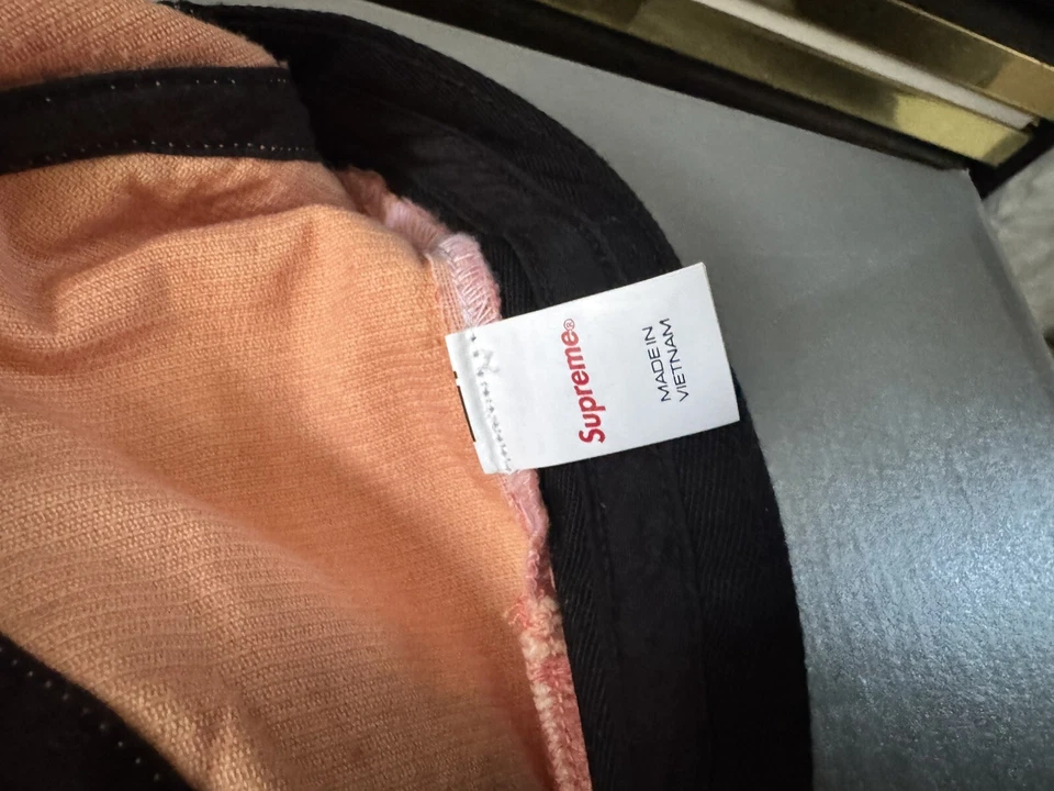 Boné de acampamento Supreme veludo rosa pêssego bolso de pressão novo FRETE TERRESTRE GRÁTIS!! - Imagem 2 de 4