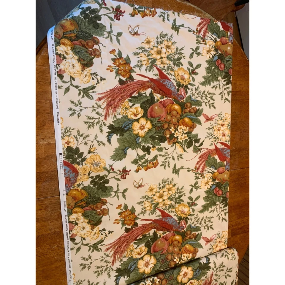Waverly Heirloom Documents Fabric Yardage 54" Wide Floral & Bird Print Foto 2 de 4