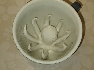 Creature Cups Coffee Cup with Figural Octopus Inside - Gray & White