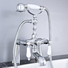 Deck Mount Chrome Brass Bathtub Faucet with Hand Spray Shower Mixer Tap 2tf763