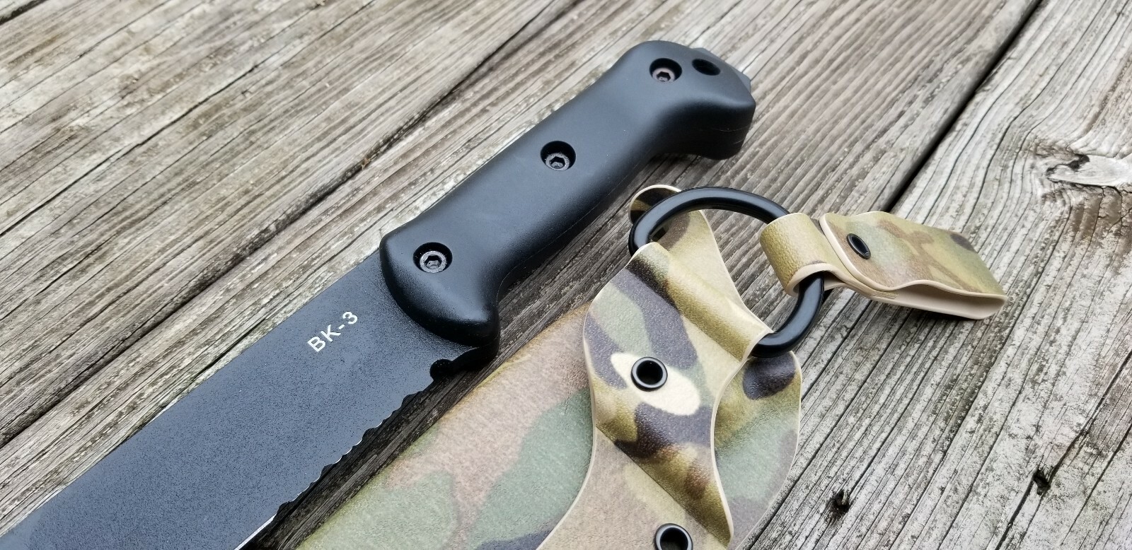 Custom Kydex sheath for the KA-BAR BK-3 with Dangler 