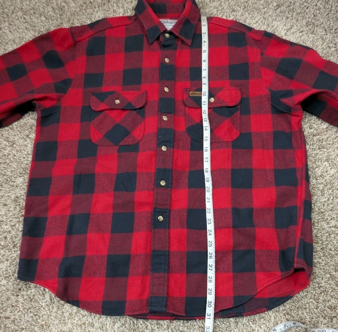 Vintage Carhart Flannel Shirt Mens Large Red Black