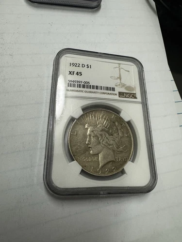 1922 D Silver Peace Dollar NGC XF45