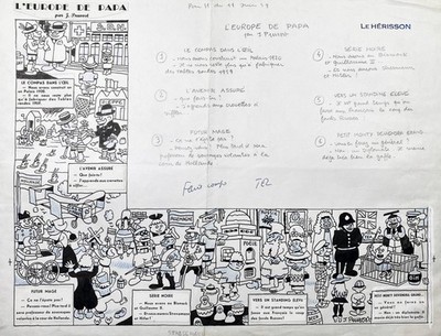 J. Pruvost Europe de Papa Europa caricature dessin drawing Le Herisson 1960