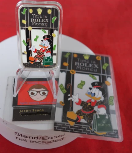 Rare Disney Scrooge Mcduck 1 oz Rolex .999 Fine Silver Art Bar "Time is Money"