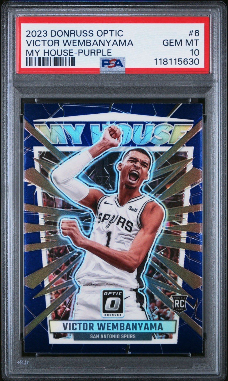 2023 PANINI DONRUSS OPTIC MY HOUSE #6 VICTOR WEMBANYAMA MY HOUSE-PURPLE PSA 10