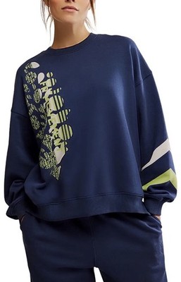 Free People Movement All Star Buti Logo Pullover Graphic Blue Combo S NWT