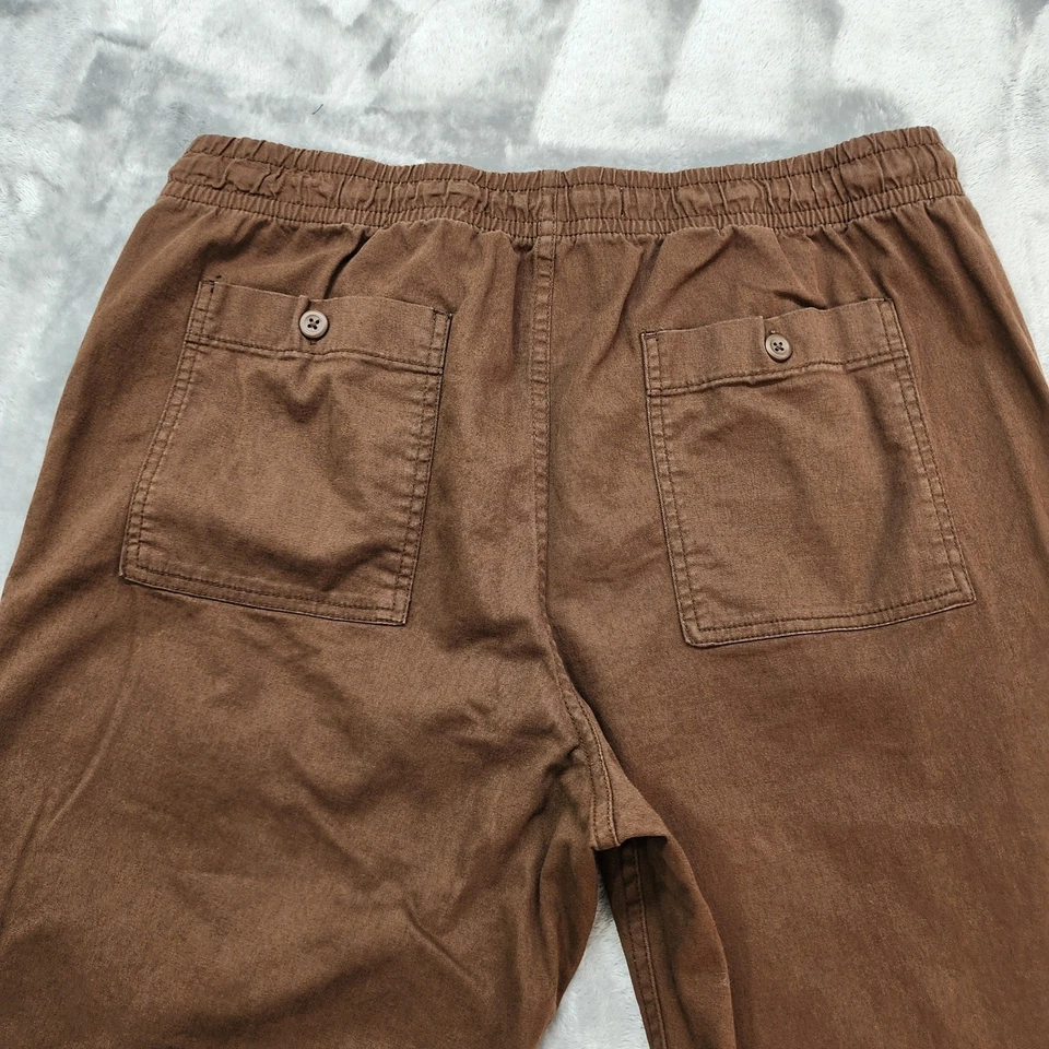 Old Navy Pants Men L Brown Dark Walnut Loose Taper Pull On Built in Flex Stretch - Image 3 of 4