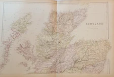 Two 1882 Blackie large maps Scotland north & south parts printed color
