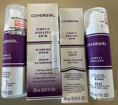 4pk Cover Girl Simply Ageless Skin ~Blurring Serum,eye lift Serum, Primer, ~ New