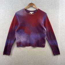 Vince Sweater Womens Medium Cropped Purple Ombré Mohair Blend Pullover Casual*
