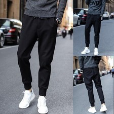 Herren Schwarz Jogginghose Sweatpants Polyester Spandex Freizeit Gerade Hose