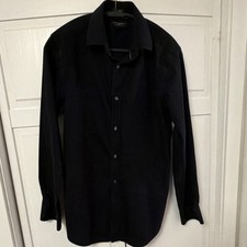 Banana Republic Non-Iron Modern Fit Black Cotton Dress Shirt Mens M
