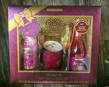 Scent Theory Fireside Fig Bath Soak Candle Set, Bath Salts Bubble Bath