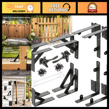 2 Sets Heavy Duty Anti-Sag Gate Kit for Wooden Fences - Includes Hinges, Latch 